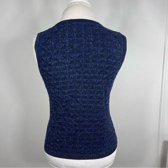 St. John Metallic Diamond Lace Knit Cardigan and Tank Top Set… - Picture 4 of 16